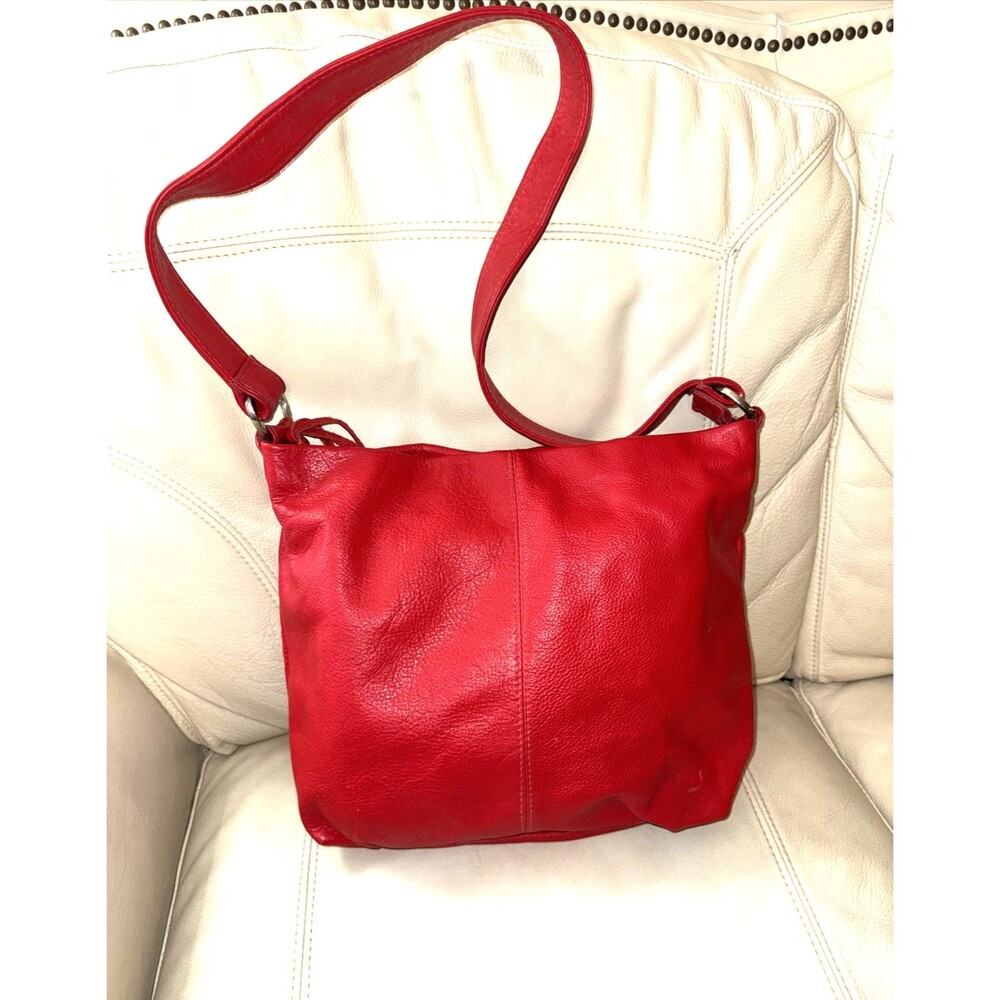 Vintage SAS Large Leather Shoulder Crossbody Bag San Antonio Made in the USA Red